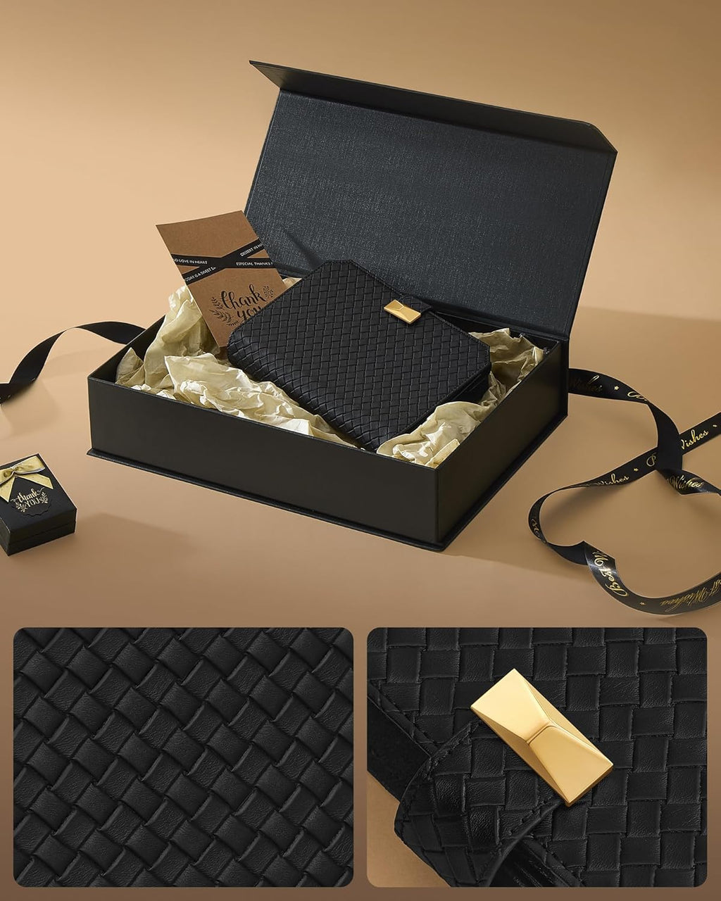 SONGMICS Cutie ceasuri Ronne Collection pentru 3 ceasuri, piele PU, cu compartiment secret, 22x15x5 cm, negru