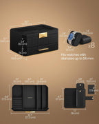 SONGMICS Cutie ceasuri Ronne Collection, 8 sloturi cu compartimente, piele PU impletita, 27x20x15 cm, negru