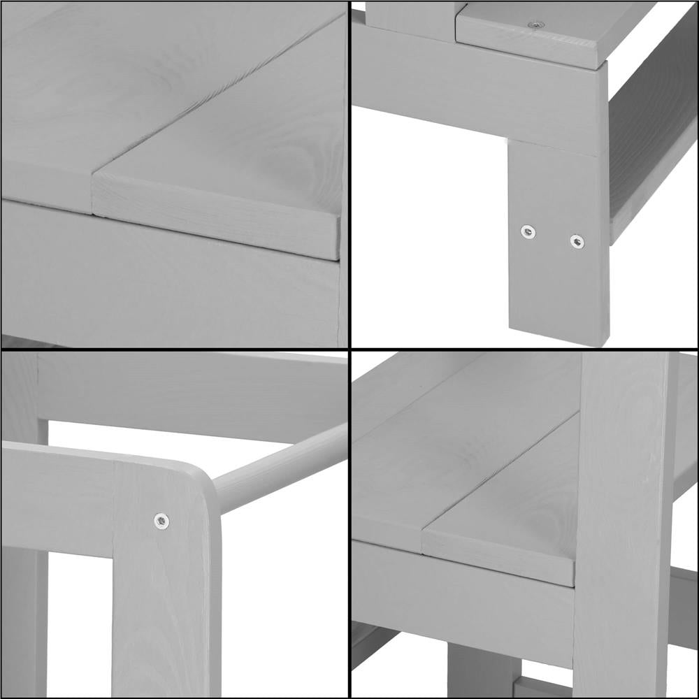 Turn de invatare inaltator multifunctional din lemn, platforma reglabila pe 3 inaltimi, 90x39x44 cm, gri