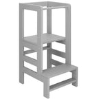 Turn de invatare inaltator multifunctional din lemn, platforma reglabila pe 3 inaltimi, 90x39x44 cm, gri