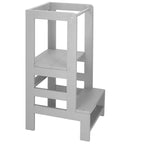 Turn de invatare inaltator multifunctional din lemn, platforma reglabila pe 3 inaltimi, 90x39x44 cm, gri