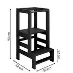 Turn de invatare inaltator multifunctional din lemn, platforma reglabila pe 3 inaltimi, 90x39x44 cm, negru