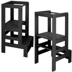Turn de invatare inaltator multifunctional din lemn, platforma reglabila pe 3 inaltimi, 90x39x44 cm, negru