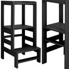 Turn de invatare inaltator multifunctional din lemn, platforma reglabila pe 3 inaltimi, 90x39x44 cm, negru