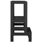 Turn de invatare inaltator multifunctional din lemn, platforma reglabila pe 3 inaltimi, 90x39x44 cm, negru