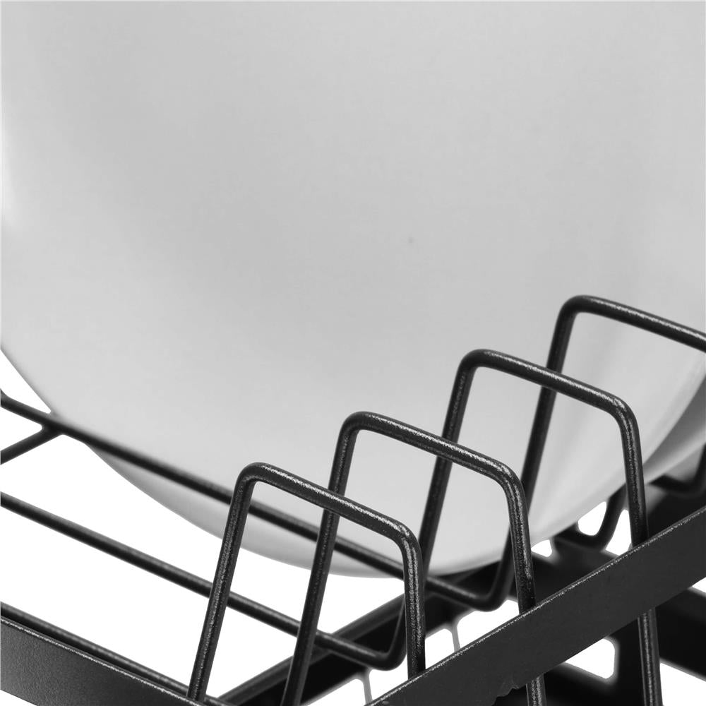 Suport vase 2 niveluri cu tava scurgere si suport tacamuri, 42x30x31,5 cm, negru