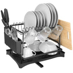 Suport vase 2 niveluri cu tava scurgere si suport tacamuri, 42x30x31,5 cm, negru