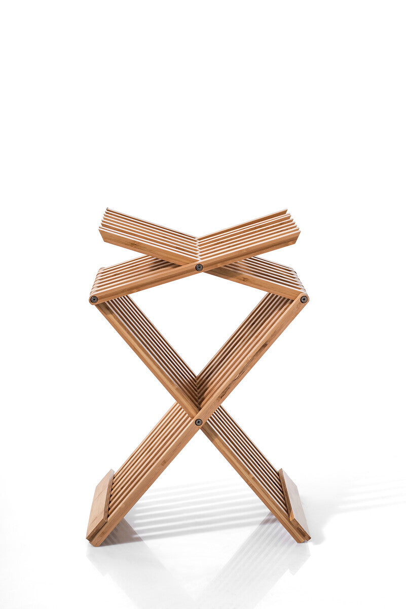 Taburet pliabil 5Five din bambus, 40x32x45 cm, maro caramel