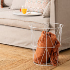 Masuta cafea cu depozitare Atmosphera Kumi, otel, 37x40 cm, alb