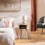 Noptiera rotunda Atmosphera Nysos cu 2 usi glisante si raft interior, 40x54 cm, crem natur