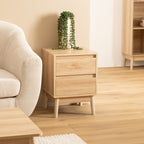 Noptiera 5Five Abana cu 2 sertare, PAL, finisaj stejar, 40x40x56 cm, bej