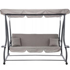 Leagan gradina 3 locuri cu baldachin reglabil, perne si suport pahare, 210x120x170 cm, gri