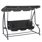 Leagan gradina 3 locuri cu baldachin reglabil, perne si suport pahare, 210x120x170 cm, gri inchis