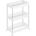 SONGMICS Carucior cu 3 niveluri, rafturi etajate detasabile, roti pivotante 360°, cadru metalic, 42x24x61 cm, alb
