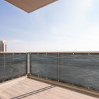 Protectie balcon din plasa PVC, cu inele metalice pentru prindere, 105x700 cm, negru