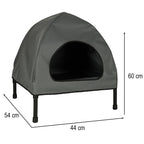 Casuta cu pat pentru caini si pisici, cu acoperis detasabil si baza ventilata, 54x44x60 cm, negru