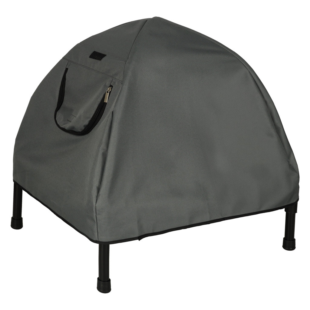 Casuta cu pat pentru caini si pisici, cu acoperis detasabil si baza ventilata, 54x44x60 cm, negru
