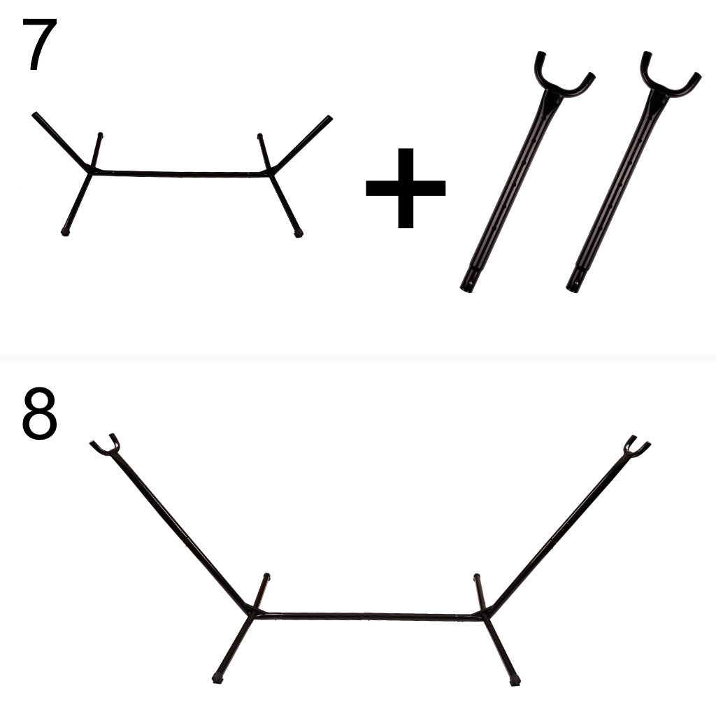 Hamac cu suport metalic, material textil 210x153 cm, cadru 247x133x104 cm, negru si gri