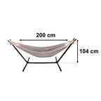 Hamac cu suport metalic, material textil 210x153 cm, cadru 247x133x104 cm, negru si gri