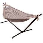 Hamac cu suport metalic, material textil 210x153 cm, cadru 247x133x104 cm, negru si gri