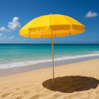 Umbrela de plaja pliabila cu protectie UV si inaltime reglabila, diametru 150 cm, galben