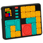 Joc logic magnetic 500 provocari, cu piese glisante si 7 niveluri, ABS, 18x13 cm, pentru copii 6+