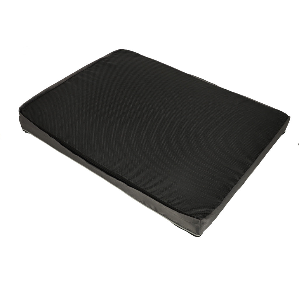 Pat ortopedic pentru caini, dreptunghiular, husa detasabila, 90x70x10 cm, gri inchis