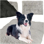 Pat ortopedic pentru caini, dreptunghiular, husa detasabila, 115x80x6 cm, gri