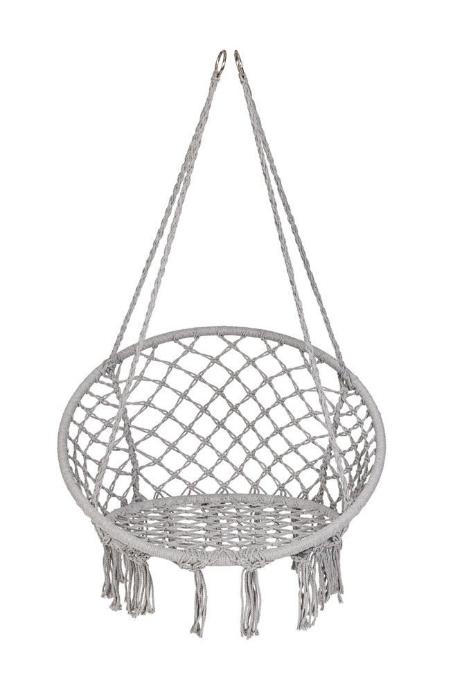 Scaun rotund tip leagan suspendat cu perna Confort Plus, casa sau gradina, gri