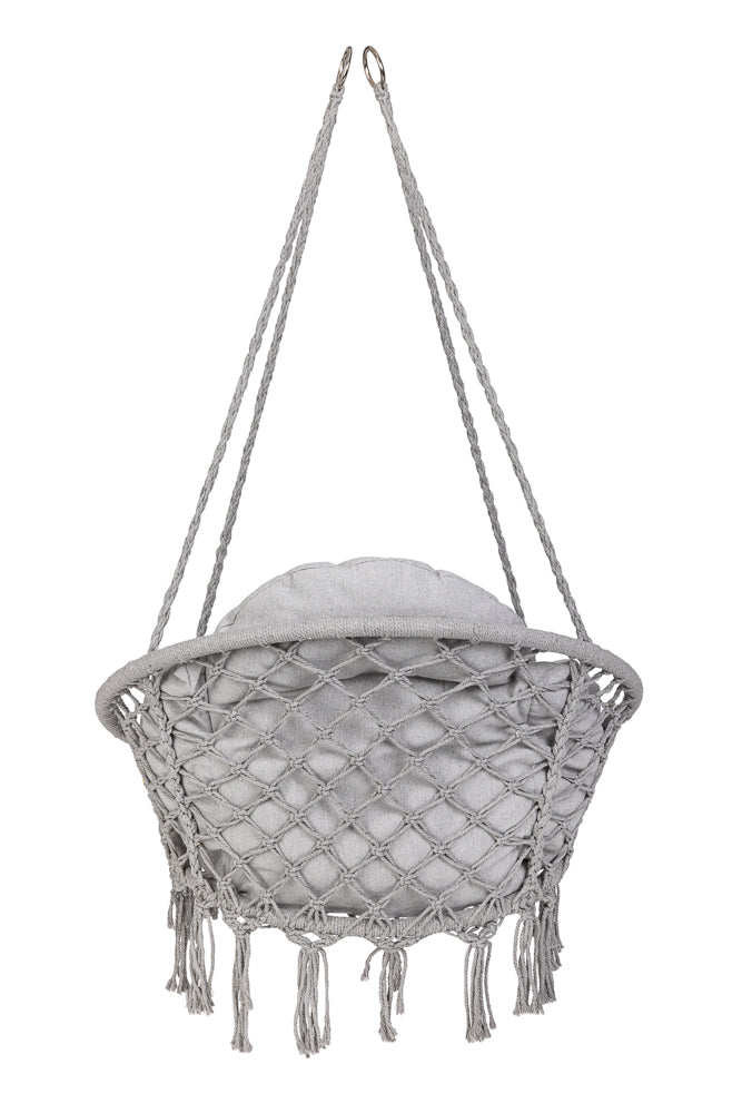 Scaun rotund tip leagan suspendat cu perna Confort Plus, casa sau gradina, gri