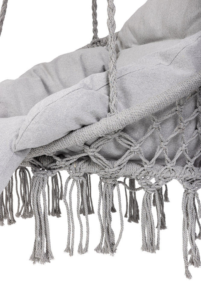 Scaun rotund tip leagan suspendat cu perna Confort Plus, casa sau gradina, gri