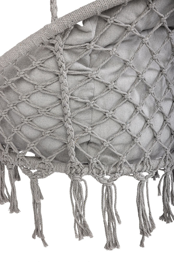 Scaun rotund tip leagan suspendat cu perna Confort Plus, casa sau gradina, gri