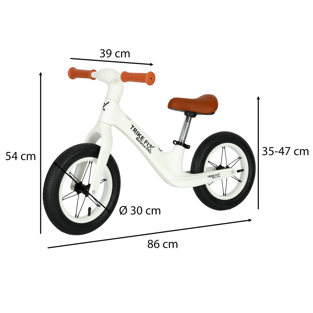 Bicicleta fara pedale Balance PRO 86x39x54 cm, cadru otel, roti gonflabile 30 cm, reglabila, alb