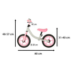 Bicicleta fara pedale pentru copii 80x40x57 cm, reglabila, roti din spuma, 1.8 kg, gri roz