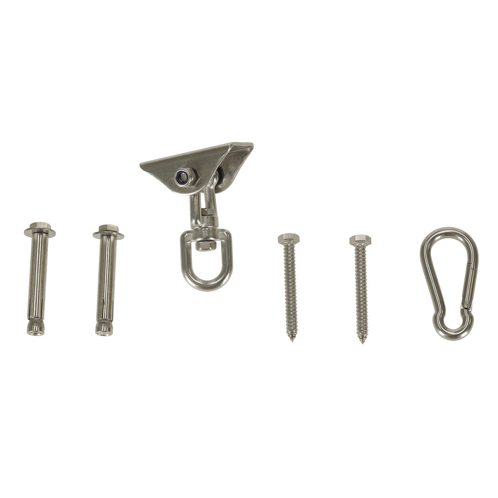 Set de montaj pentru hamac sau leagan – suport tavan, sfoara 196 cm, rotire 360°, 300 kg