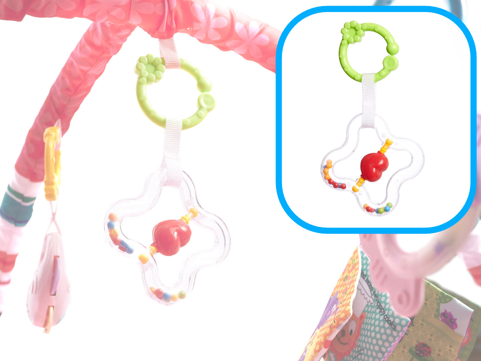 Tarc de joaca pentru bebelusi, 76x76x50 cm, roz – cu jucarii, mingi si arcade interactive