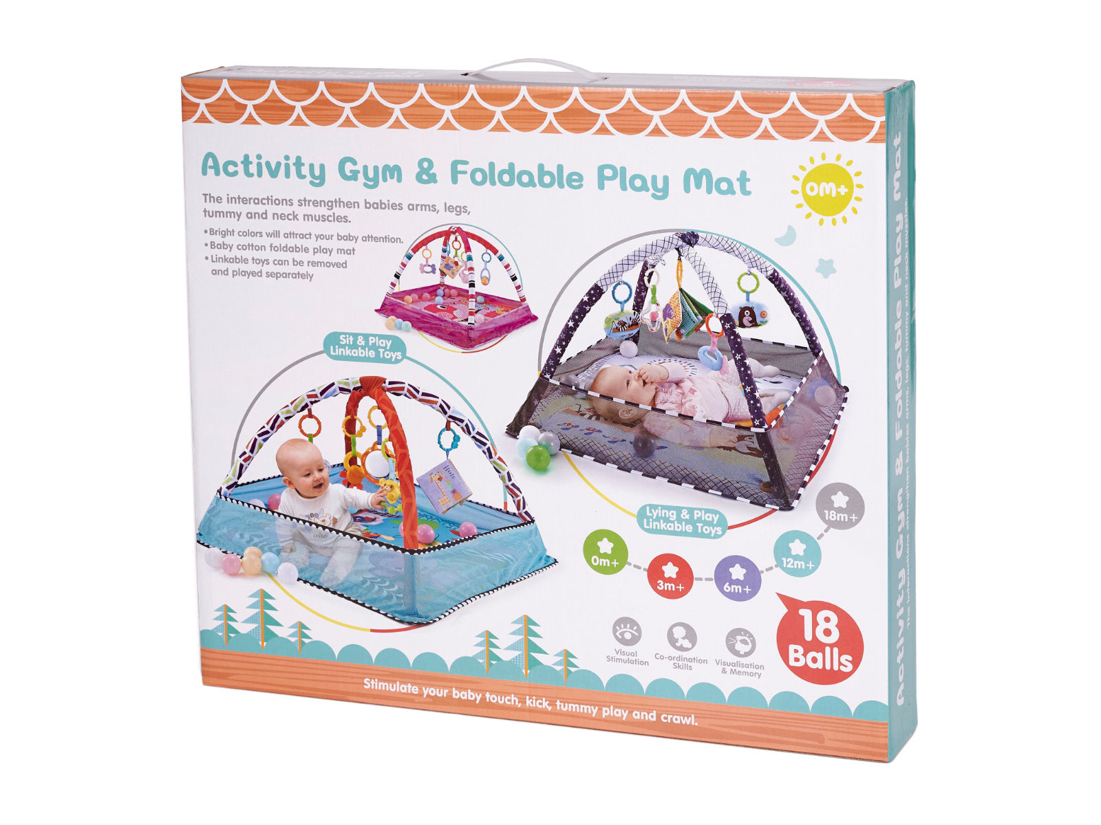 Tarc de joaca pentru bebelusi, 76x76x50 cm, roz – cu jucarii, mingi si arcade interactive