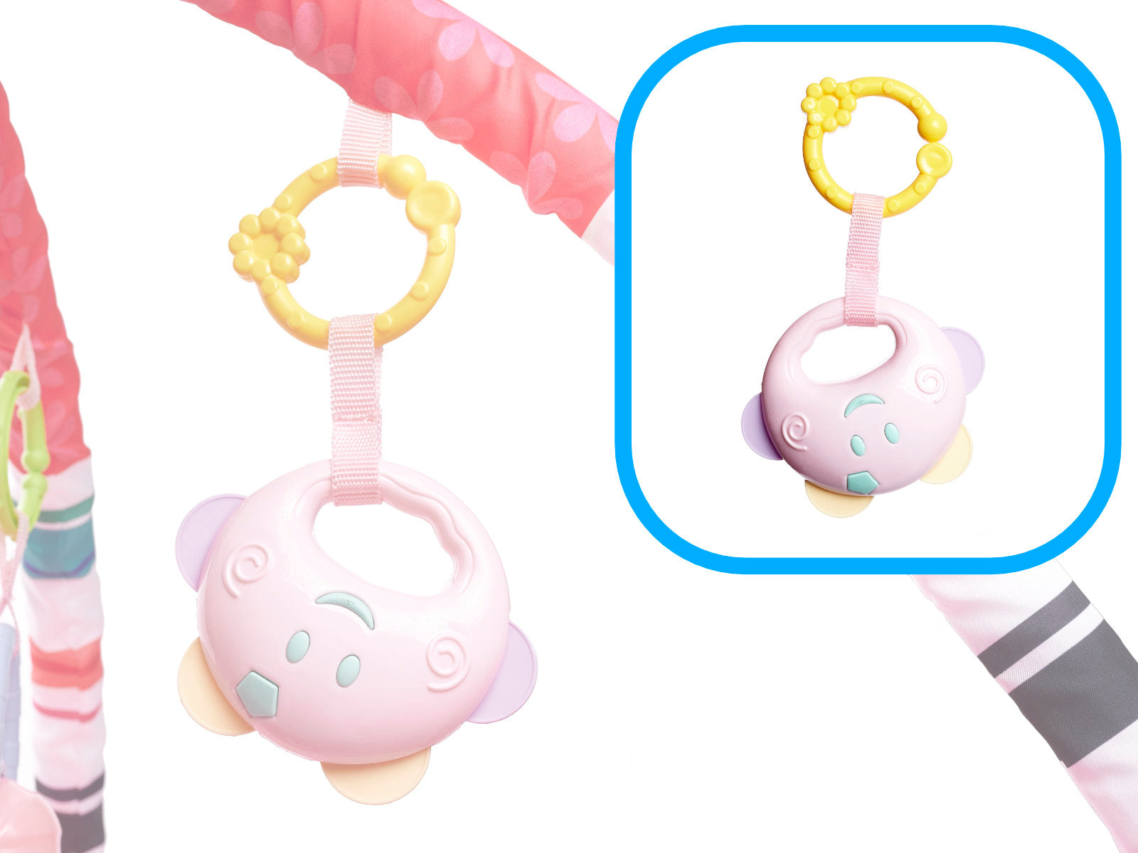 Tarc de joaca pentru bebelusi, 76x76x50 cm, roz – cu jucarii, mingi si arcade interactive