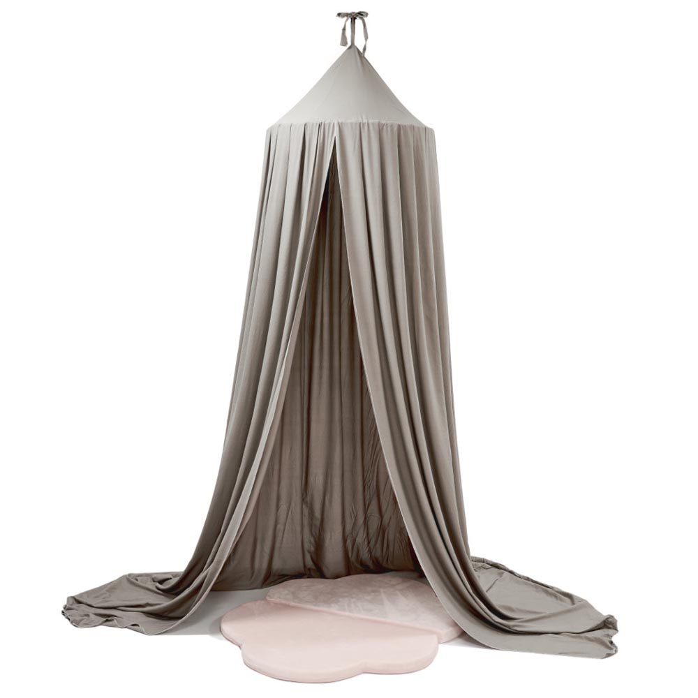 Baldachin suspendat tip cort 70x290 cm, decor camera copii, cu set montaj, gri