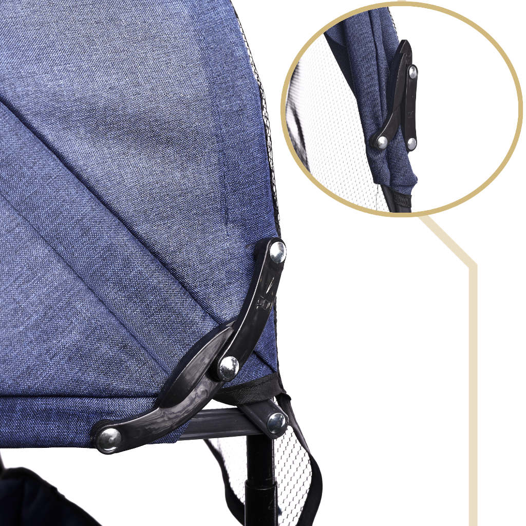 Tricicleta 3in1 105x52x94 cm, cu sezut rotativ 360°, roti fara aer, copertina reglabila, bleumarin