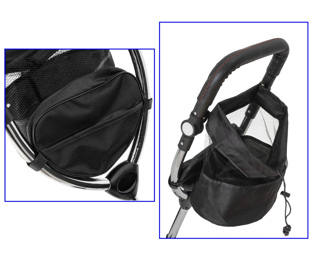 Tricicleta 3in1 105x52x94 cm, sezut rotativ 360°, roti fara aer, copertina reglabila, negru