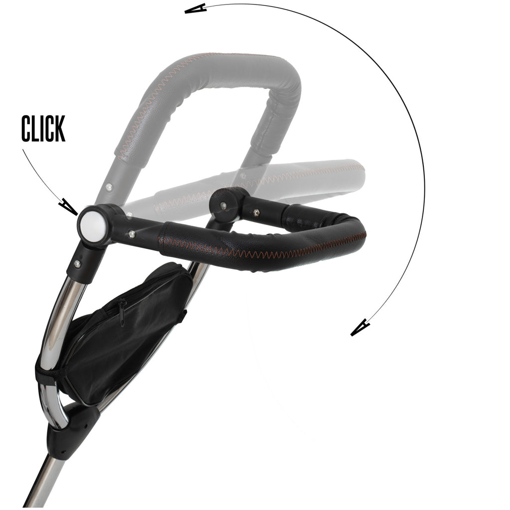 Tricicleta 3in1 105x52x94 cm, sezut rotativ 360°, roti fara aer, copertina reglabila, negru