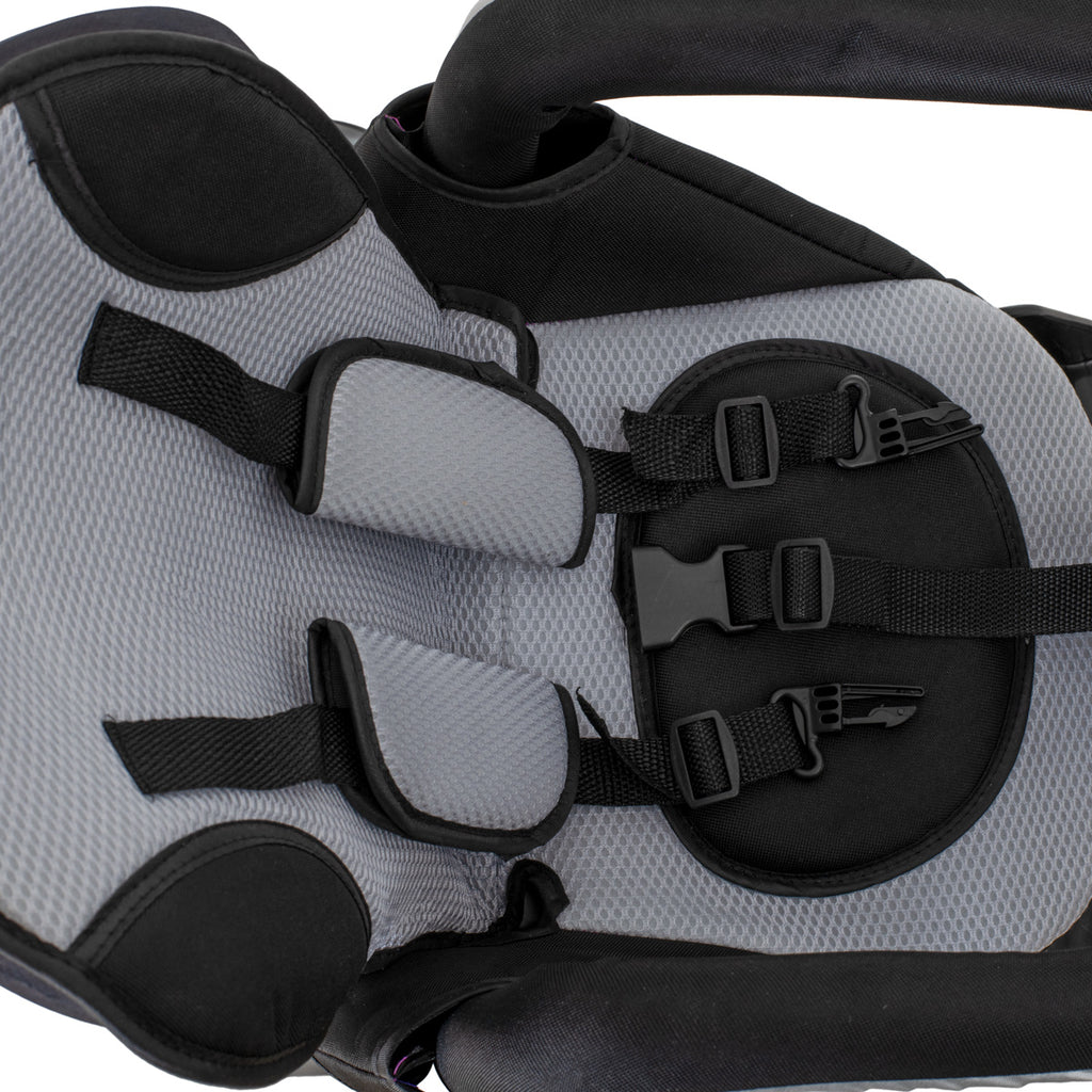 Tricicleta 3in1 105x52x94 cm, sezut rotativ 360°, roti fara aer, copertina reglabila, negru