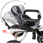 Tricicleta 3in1 105x52x94 cm, sezut rotativ 360°, roti fara aer, copertina reglabila, negru