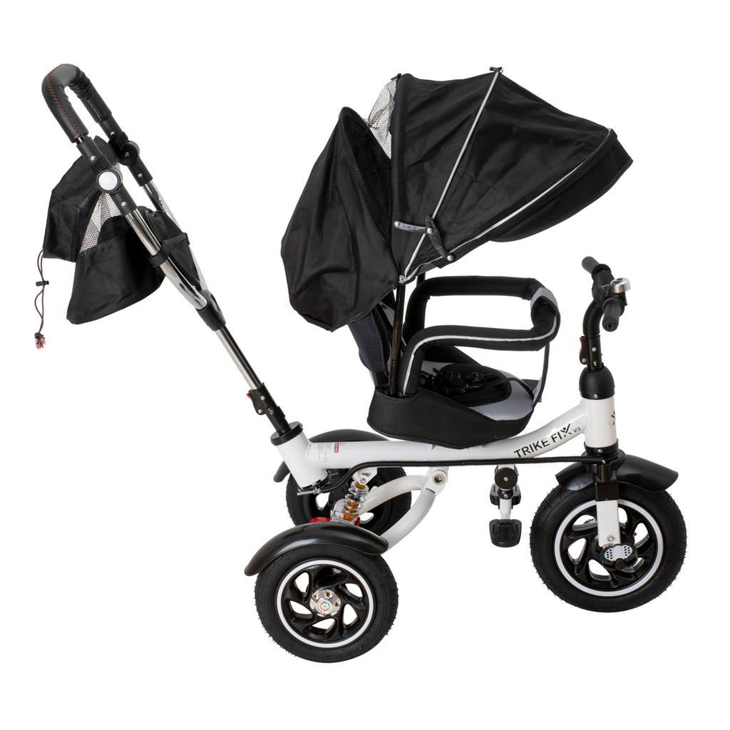 Tricicleta 3in1 105x52x94 cm, sezut rotativ 360°, roti fara aer, copertina reglabila, negru
