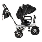 Tricicleta 3in1 105x52x94 cm, sezut rotativ 360°, roti fara aer, copertina reglabila, negru