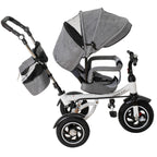 Tricicleta 3in1 105x52x94 cm, sezut rotativ 360°, roti fara aer, copertina reglabila, gri