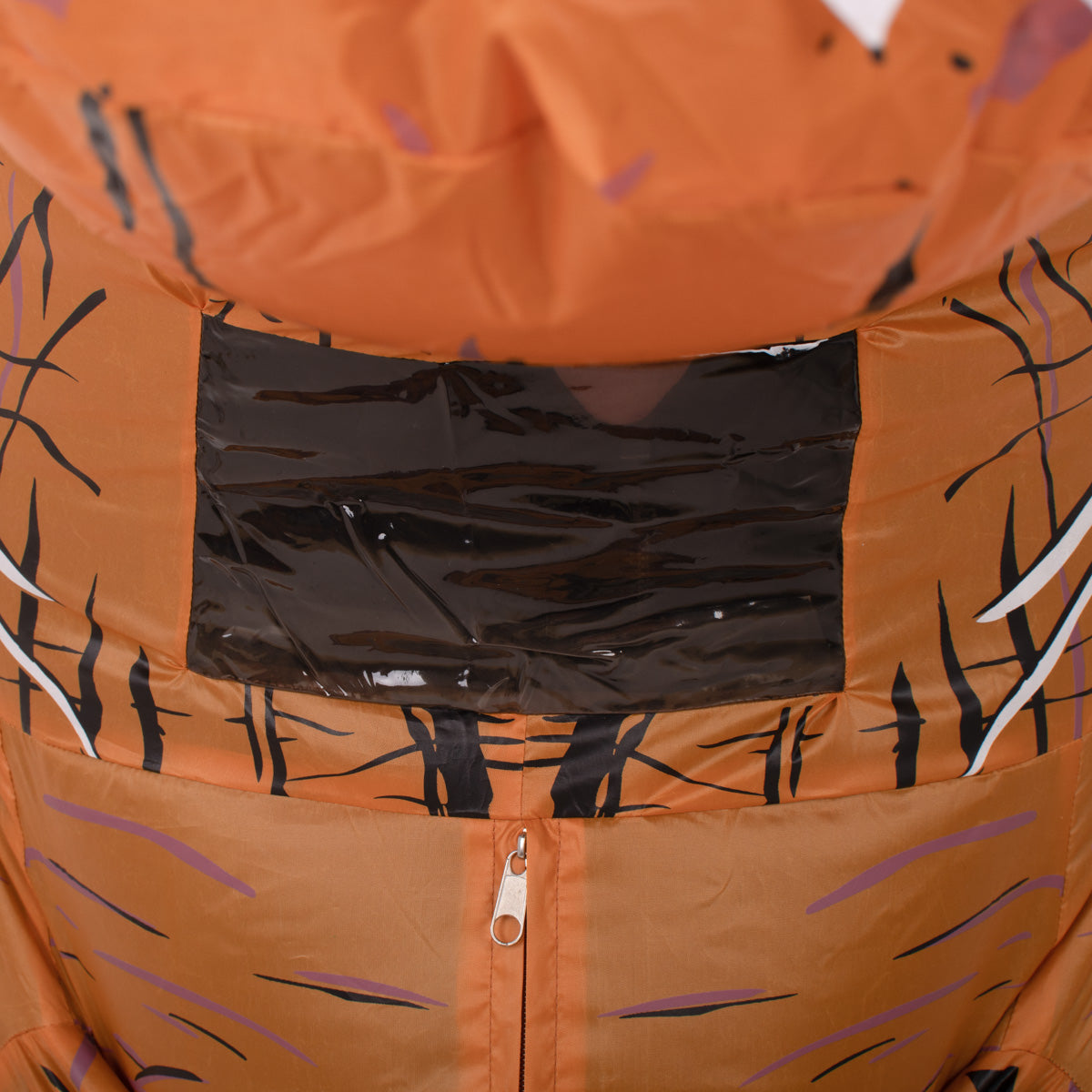 Costum dinozaur T-Rex gonflabil, cu ventilator si fermoar frontal, marime universala 150–190 cm, maro