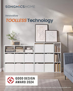 SONGMICS Etajera 6 compartimente, 4 sertare textile, PAL si MDF, 27x83x92 cm, alb