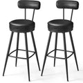 VASAGLE set 2 scaune de bar rotative 360°, cu spatar, inaltime 101 cm, piele sintetica, cadru otel, stil modern, negru